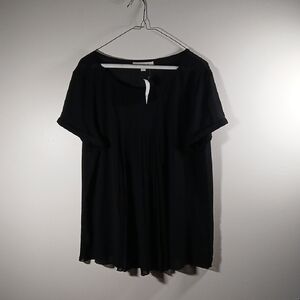 Ann Taylor Loft Sheer Black Pleated Front Top XL NWT